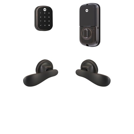 Yale Real Living Standalone Assure Lock SL Touchscreen Deadbolt with Passage Navis Paddles US10BP Oil Rubbed Bronze P BYRD652NRNV10BP